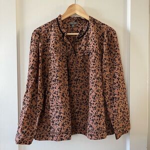 JCrew silk foral top with ties